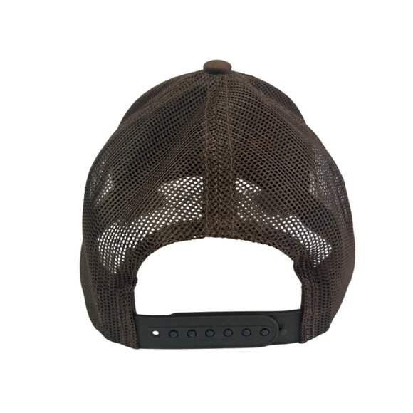 Brown Trucker Hat Bigfoot Patch American Flag Outdoor Cap Patriotic - Picture 3 of 6